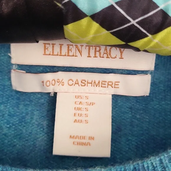 Ellen Tracy 100% Cashmere Crewneck Sweater - Heathered Turquoise Blue - S - Picture 2 of 4
